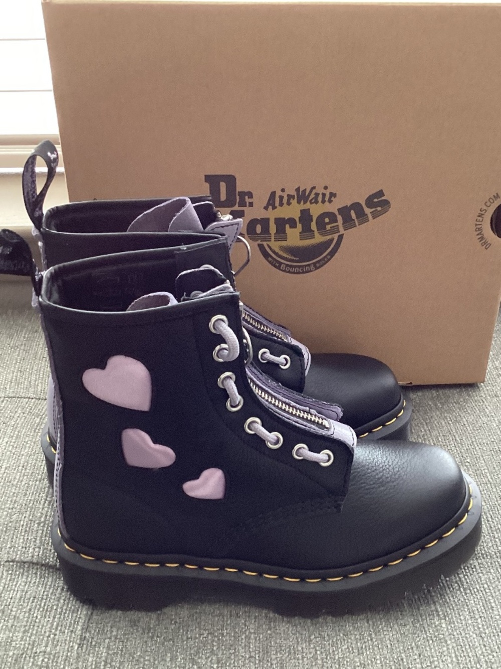 Dr. Martens 1460 Zip Heart Lug Sole Boot, size US6 / EU37